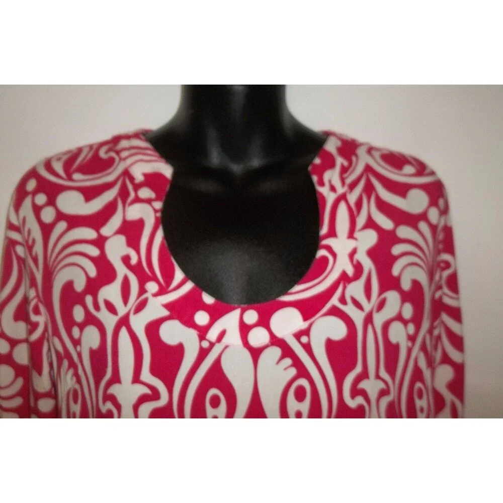St. Barths Tunic Dress Size M.Pink White Paisley 100% Rayon La Mer Luxe - Picture 3 of 5